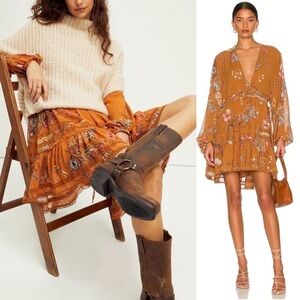 Free People Cherry Blossom Mini Dress in Topaz Combo